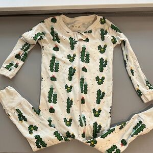 Monica + Andy Cactus Zip Baby Onesie - Cream & Green